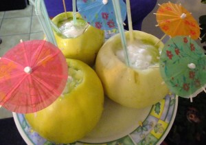 Melon con vino (melon filled with wine)!