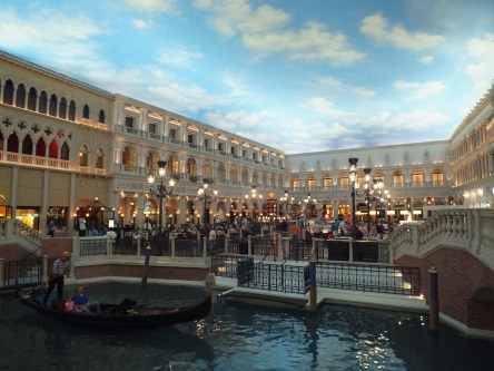 The upscale mall "Grand Canal Shoppes" inside the Venetian Palazzo Hotel (ceiling is painted!)