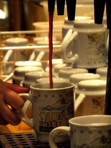 The most famous drink on any Christmas market - the "Glühwein" (mulled wine)