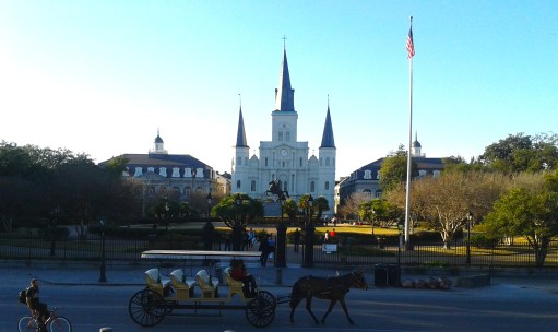The St. Louise Cathedral in New Orleans, situated in the "throne" of the French Quarter. 